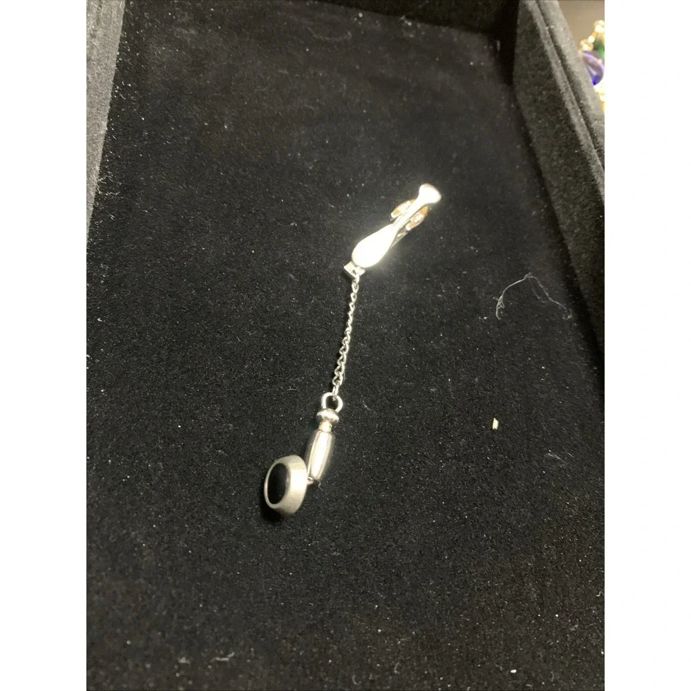 Vintage Hickok Tie Clip:  Spring‎ Is In Working Order! Black Tourmaline Cabochon
